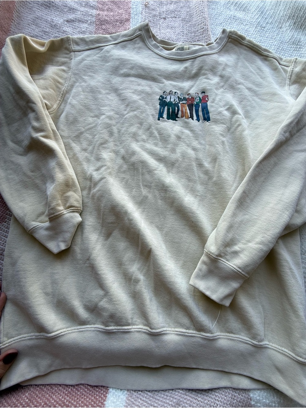 Comfort Colors Cream Crewneck Sweatshirt with Small Embroidered Group Motif
